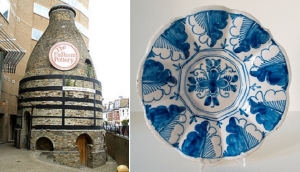 Fulham pottery and 1860 lobed plate from Lambeth - source amandabhslater, and courtesy Juno Antiques